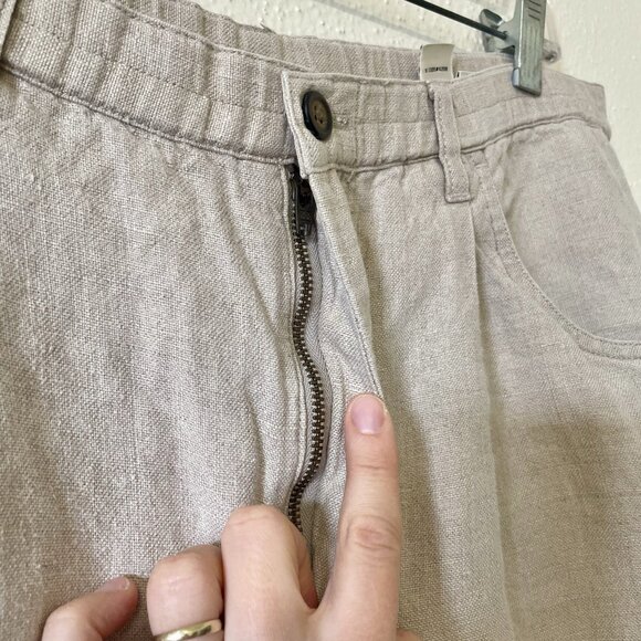 Eddie Bauer Linen Pants for Women Medium Petite Wide Leg Pants Beige Pockets - Picture 4 of 13